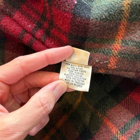 LL Bean Field Coat Womens Size XL Chore Barn Removable Wool Liner Green - Picture 6 of 12